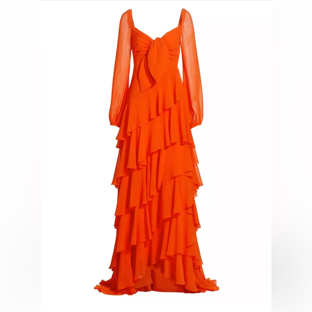 Badgley Mischka Tiered Ruffle Gown